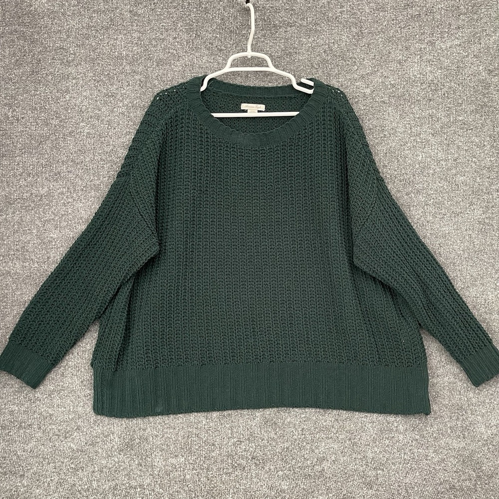 American Eagle Sweater Women's Sz S Cable Knit Crew Neck Green